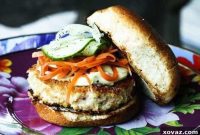 Umami Salmon Burgers with Wasabi Aioli