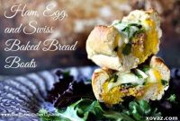 Cheesy Ham & Egg Bread Boat Bake