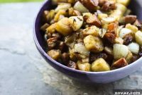 Sizzle and Serve Kielbasa Apple Onion Medley with Golden Pancake Bites