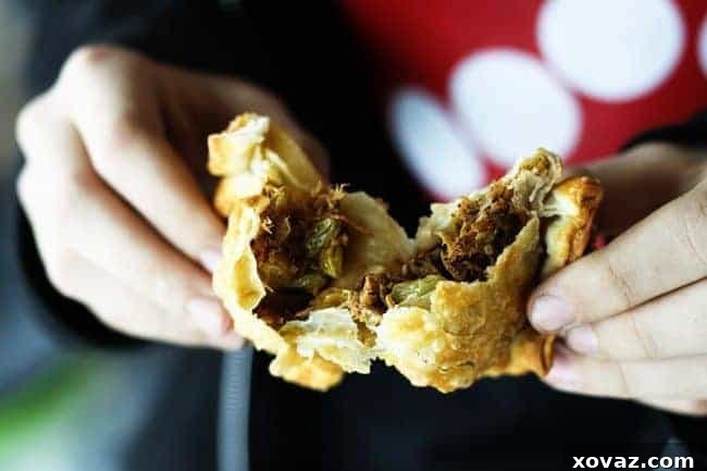 Finished sweet and spicy pulled pork empanadas served on a plate