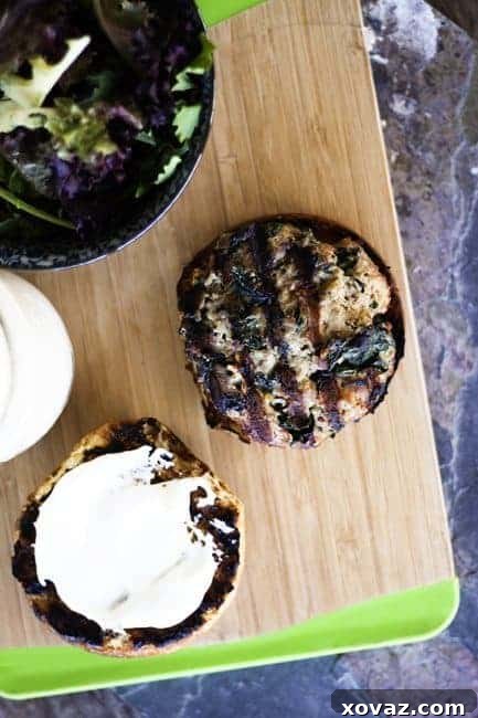 Spinach Feta Turkey Burger – A delicious grilled turkey burger with spinach and feta cheese.