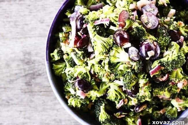 Light Marinated Broccoli Salad with Grapes