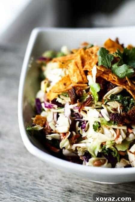 Barbecue Bacon Ranch Chopped Salad ready to be served, a perfect blend of fresh ingredients and rich flavors.