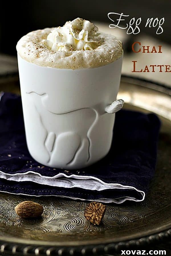 Make Ahead Mondays: Festive Eggnog Chai and Coffee Latte Creations 2 Creamy Frothy Eggnog Chai Latte - A Homemade Holiday Beverage