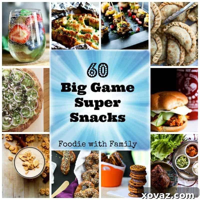 60 Ultimate Game Day Snacks 2 A vibrant spread of over 60 delicious Big Game Super Bowl snacks, perfect for any party gathering.