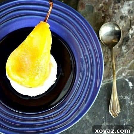 Honey Cardamom Poached Pears on Mascarpone, a delightful and healthy dessert