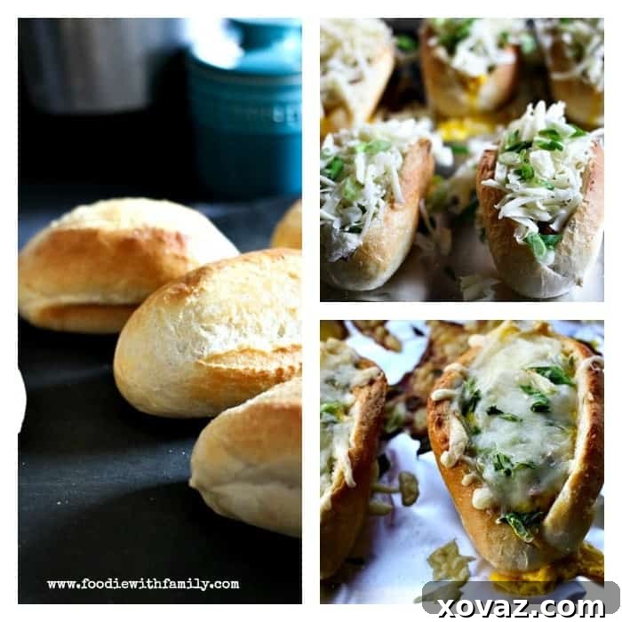 Preparing French rolls for baking - A French roll with its top carefully removed and soft interior being hollowed out