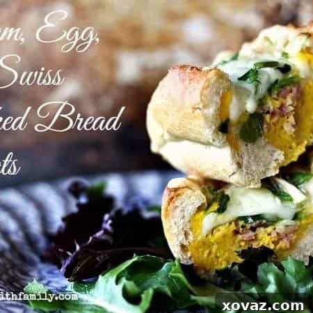 Ham, Egg, and Swiss Baked Bread Boats