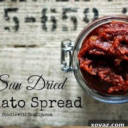 Close-up of vibrant Sun-Dried Tomato Spread, ready to enhance any dish. Delicious homemade condiment.