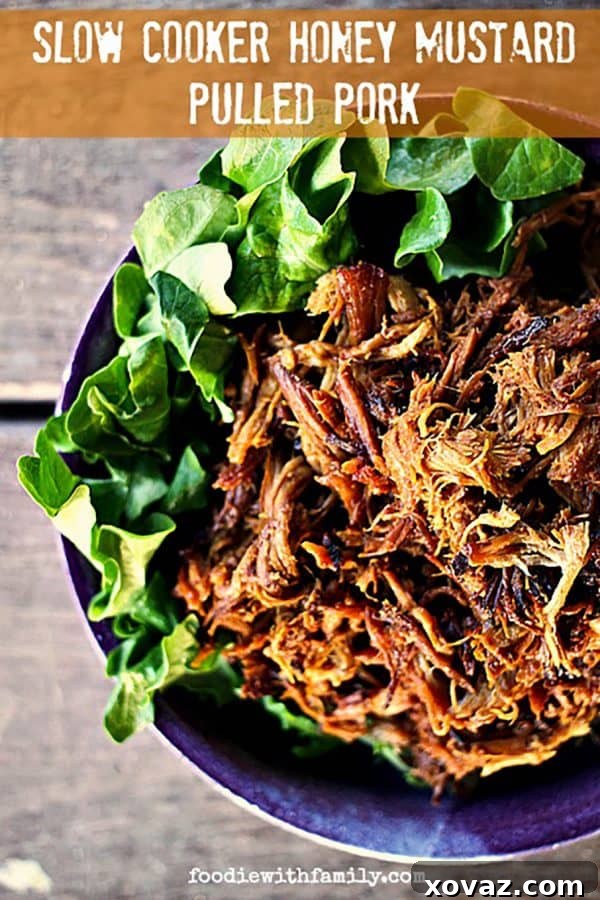 Slow-Cooker Honey Mustard Pulled Pork. Easy, spectacular, #MemorialDay food!
