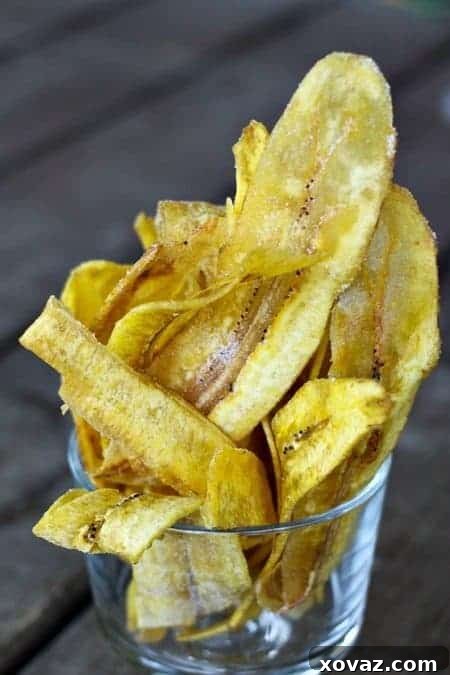 Crispy Fried Plantain Chips on a serving plate
