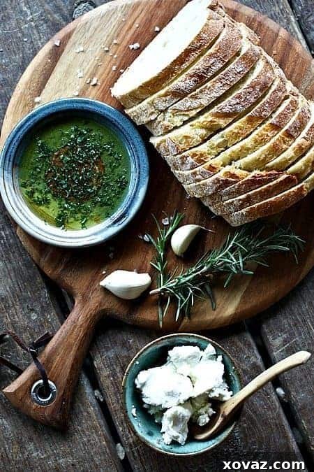 Herb and Garlic Dipping Oil for bread, a perfect no-cook summer meal