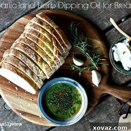 Herb and Garlic Dipping Oil for bread, served beautifully