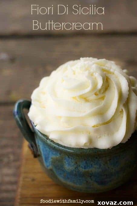 Exquisite Fiori di Sicilia Buttercream swirled on a cupcake, showcasing its silky texture and delicate color.