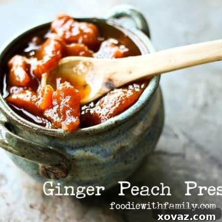 Ginger Peach Preserves, a delightful homemade recipe for canning or fresh enjoyment