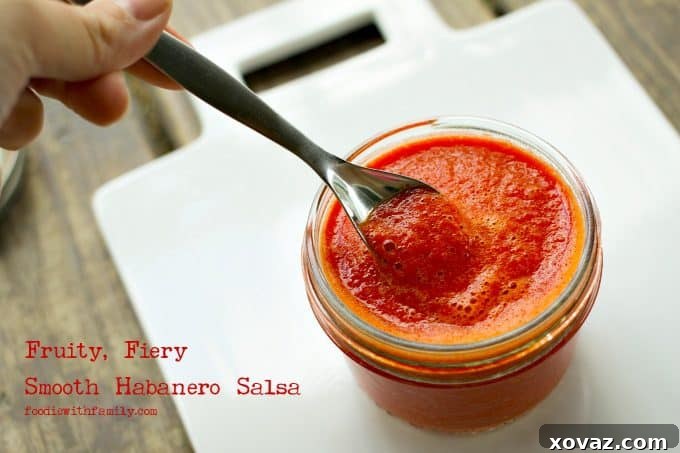 Fruity, Fiery, Smooth Habanero Salsa like the Blue Iguana Cantina from foodiewithfamily.com