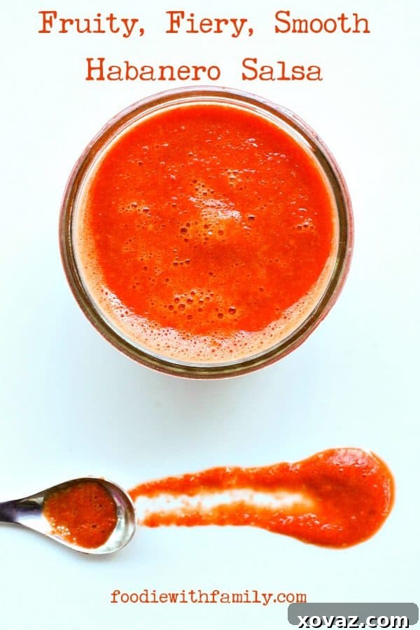 Fruity, Fiery, Smooth Habanero Salsa like the Blue Iguana Cantina from foodiewithfamily.com