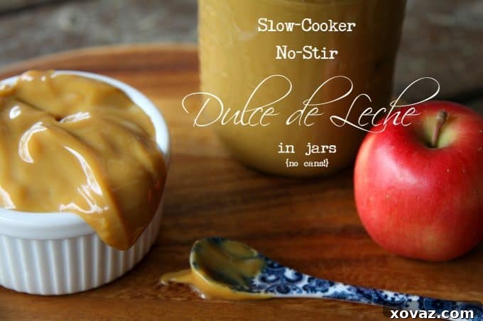Hands-Off Slow Cooker Dulce de Leche From Scratch in Jars 2 Slow-Cooker No-Stir Dulce de Leche in jars, a safe and easy homemade caramel recipe. Foodie with Family.