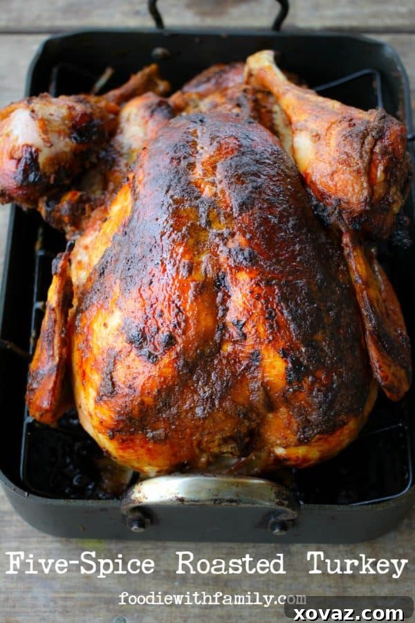 Five-Spice Roasted Turkey with pear, scallions, and garlic from foodiewithfamily.com