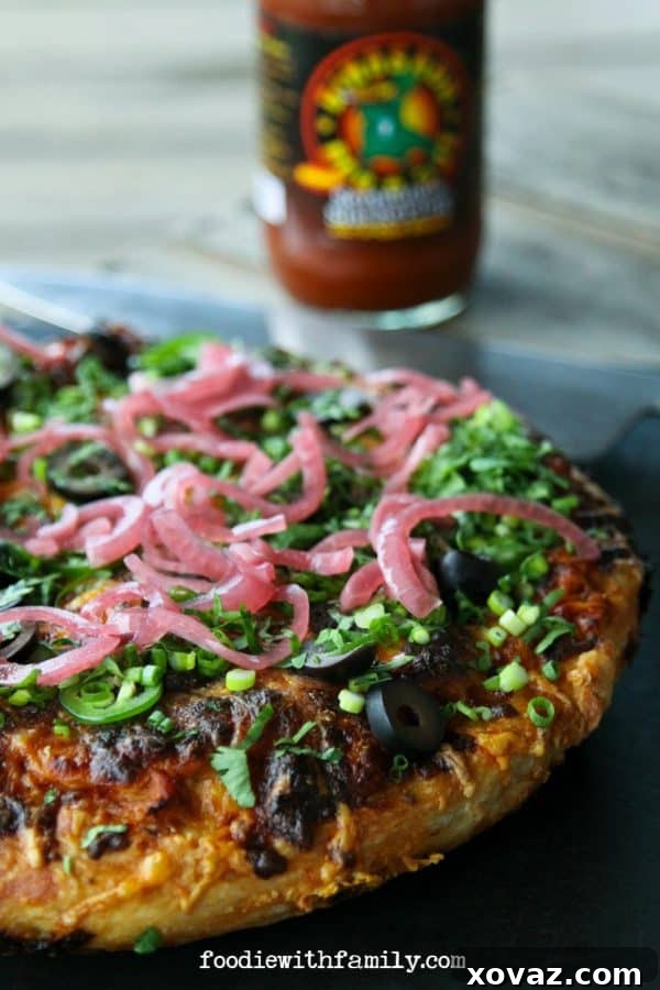Trashed Up Barbecue Turkey Pizza for turkey leftovers at foodiewithfamily.com