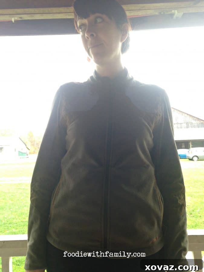 The author's normal clothing style emphasizing modesty and sun protection