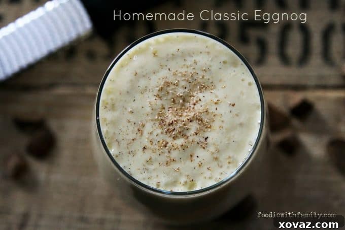 Light as a feather, rich, Homemade Classic Eggnog from foodiewithfamily.com