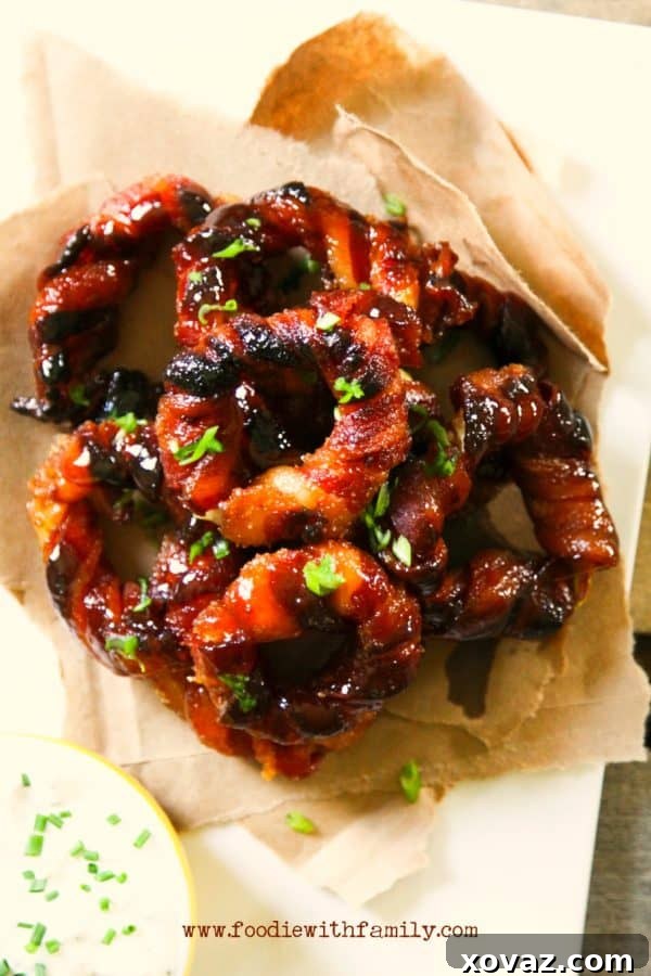 Easy Bacon Wrapped Onion Rings from foodiewithfamily.com