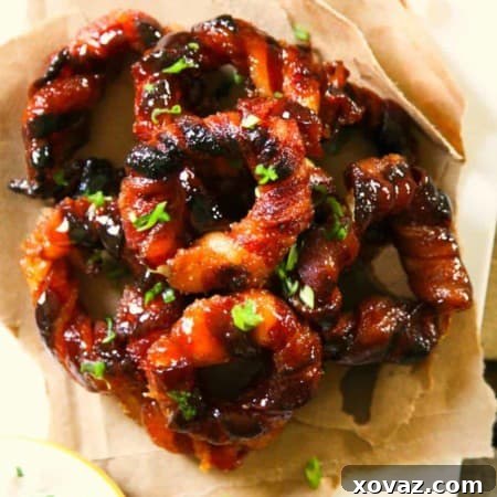 Easy Bacon Wrapped Onion Rings from foodiewithfamily.com