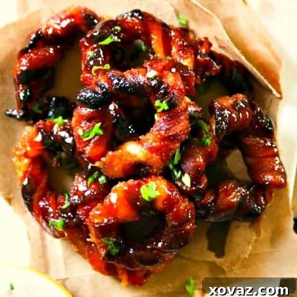 Easy Bacon Wrapped Onion Rings from foodiewithfamily.com