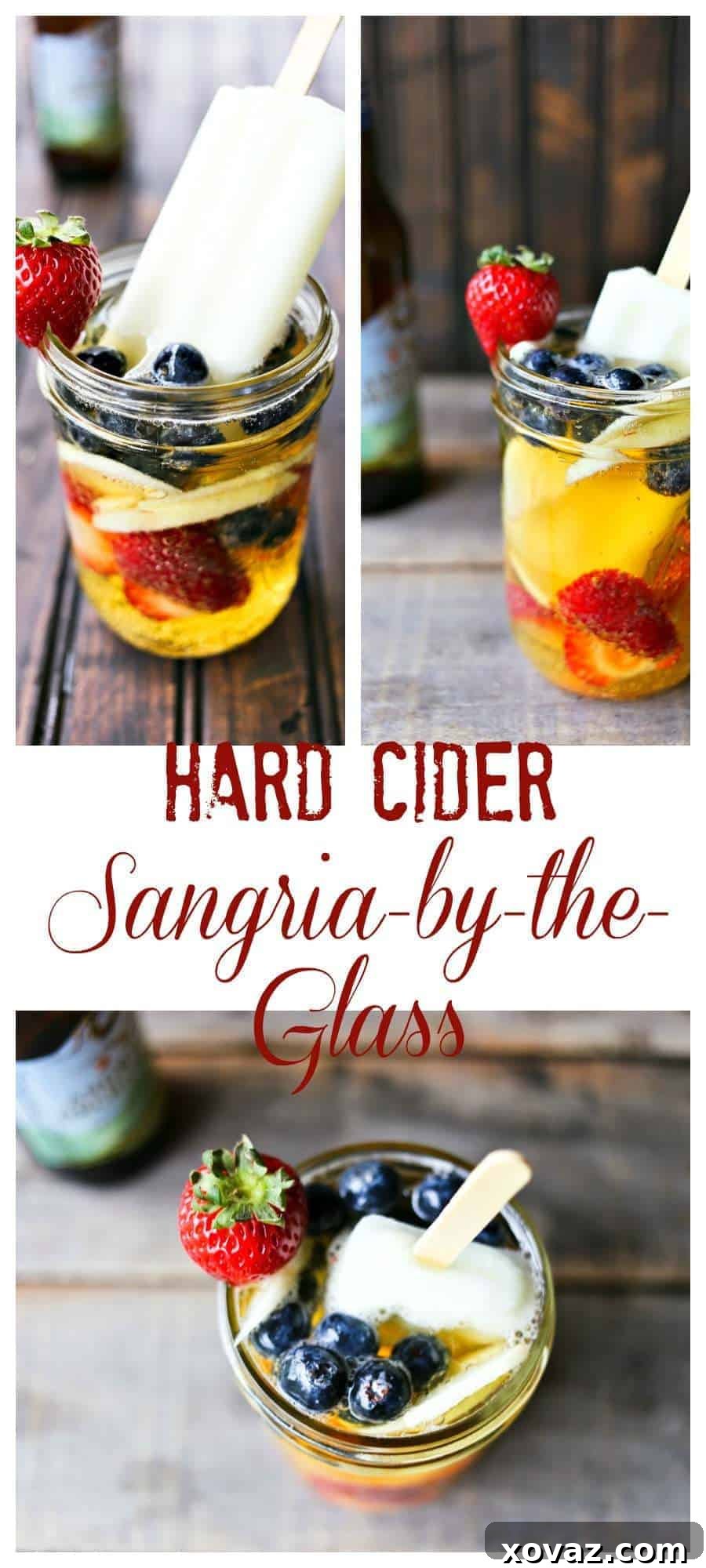 A beautifully presented Hard Cider Sangria-by-the-Glass, ready to be enjoyed on a warm day.