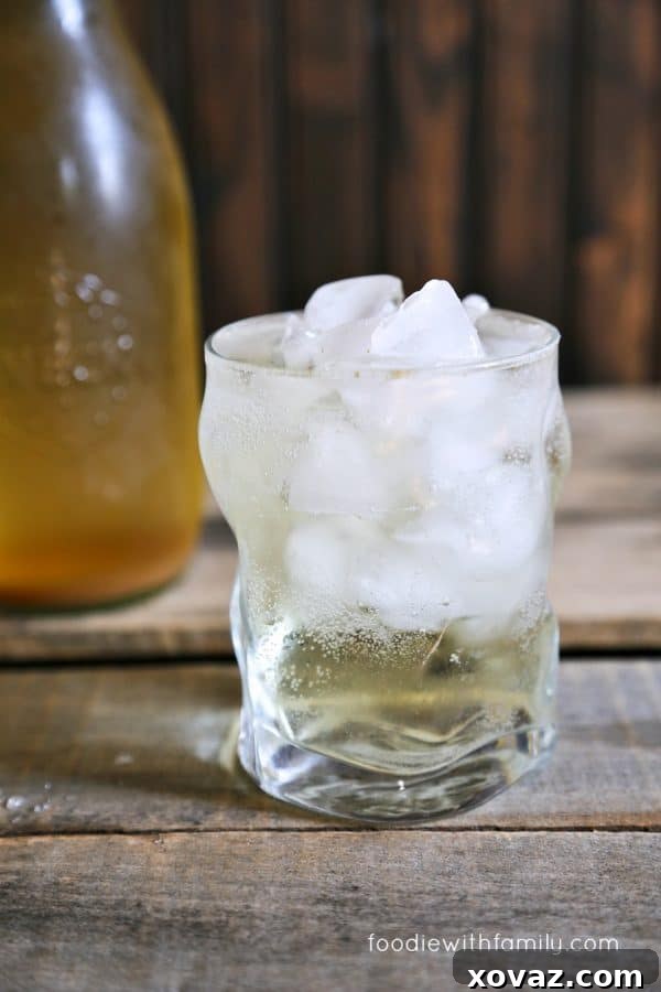 Ginger Switchel Drink made with water, honey, raw apple cider vinegar, and lots of ginger.