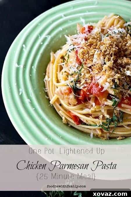 One Pot Lightened Up Chicken Parmesan Pasta {Foodie with Family}