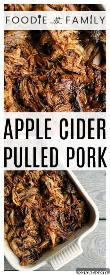 Sweet and Tangy Apple Cider Pulled Pork 5 Slow-Cooker Apple Cider Pulled Pork is succulent, tender, delicious, and oh-so-easy to make in your slow-cooker.