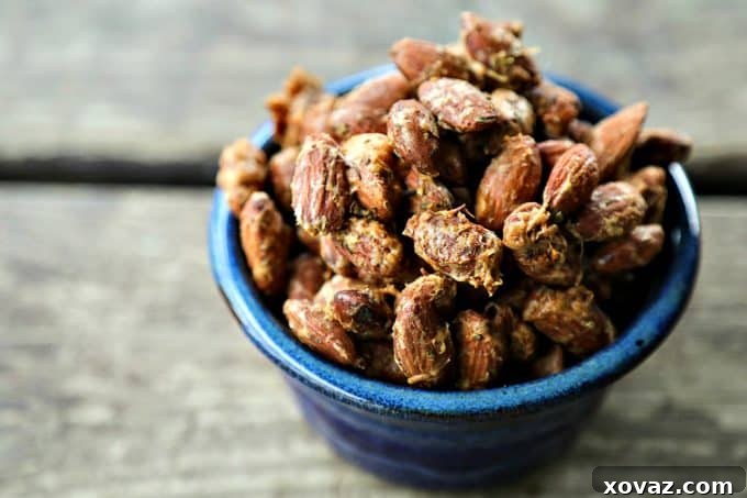 Crunchy, savory Roasted Parmesan Garlic Almonds: a nutritious, easy-to-make snack that satisfies cravings.