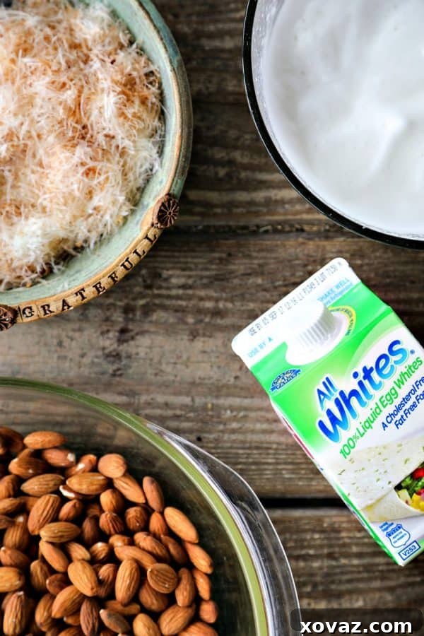 AllWhites 100% Liquid Egg Whites are the perfect, convenient choice for this Roasted Parmesan Garlic Almonds recipe.