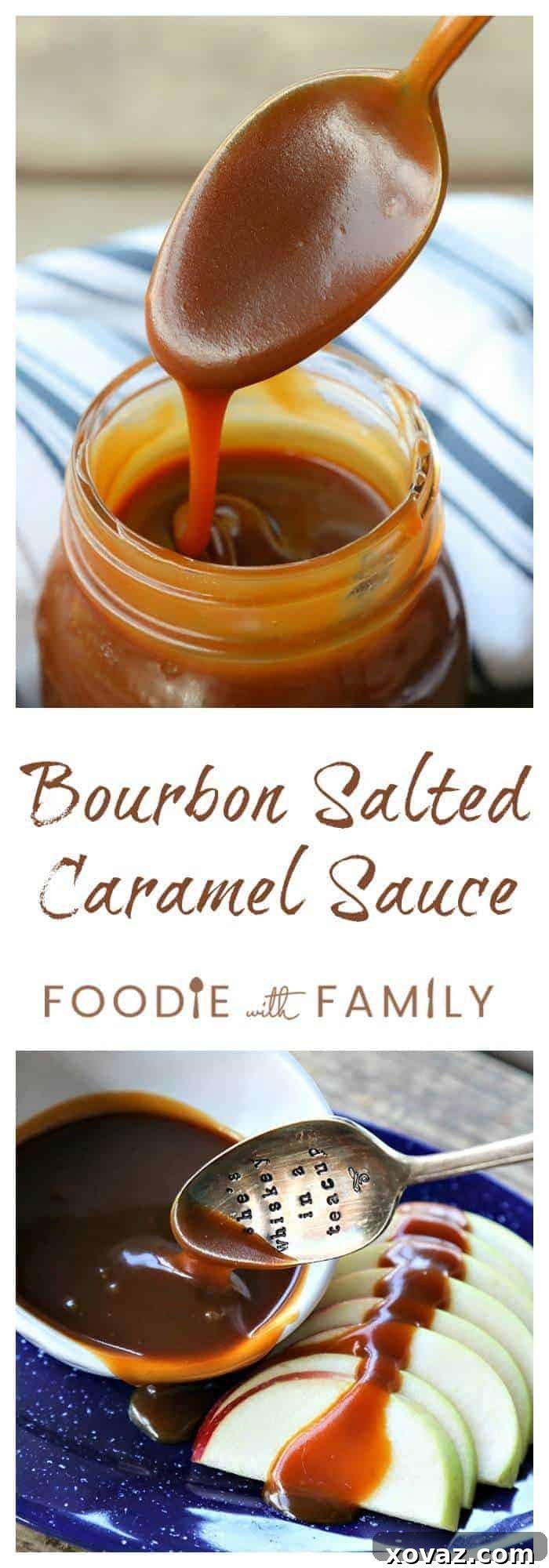 Velvet Bourbon Salted Caramel Sauce 5 Ultra-smooth, velvety, rich, and dead simple, Bourbon Salted Caramel is sweet with a little background hint of bourbon to keep things exciting.