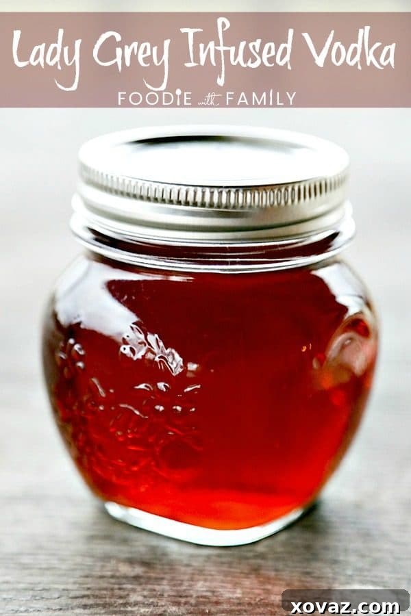 Tart and sweet notes of bergamot and orange make this Lady Grey Infused Vodka a delicious addition to vodka and tonics or craft cocktails.