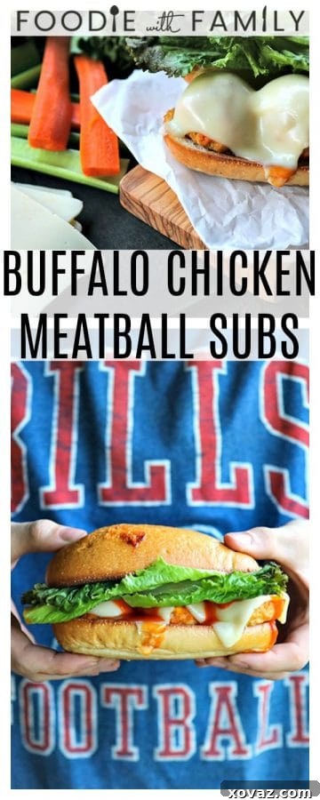 Legendary Buffalo Chicken Meatball Hoagie 7 A vibrant close-up of a Buffalo Chicken Meatball Sub, showing the juicy meatballs, melted Land O Lakes Deli American cheese, and crisp lettuce, ready to be enjoyed. Perfect for entertaining or a satisfying meal.