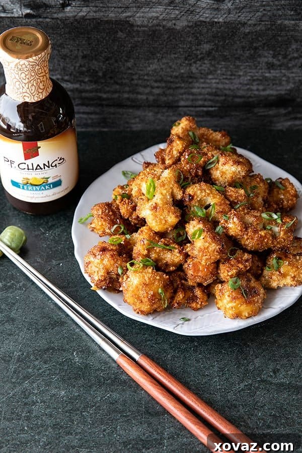 Crispy Cauli Bites 2 These incredible and incredibly simple, crunchy, baked Cauliflower Wings are sublimely sticky courtesy of the flavourful ginger and garlic teriyaki glaze.
