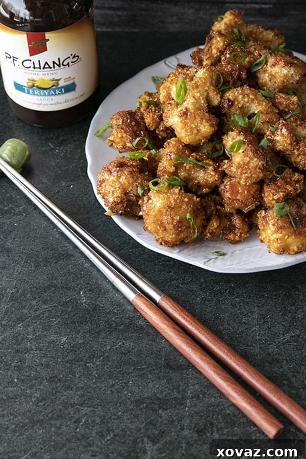 Crispy Cauli Bites 4 These incredible and incredibly simple, crunchy, baked Cauliflower Wings are sublimely sticky courtesy of the flavourful ginger and garlic teriyaki glaze.