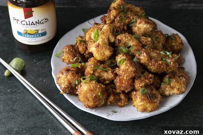 Crispy Cauli Bites 7 These incredible and incredibly simple, crunchy, baked Cauliflower Wings are sublimely sticky courtesy of the flavourful ginger and garlic teriyaki glaze.