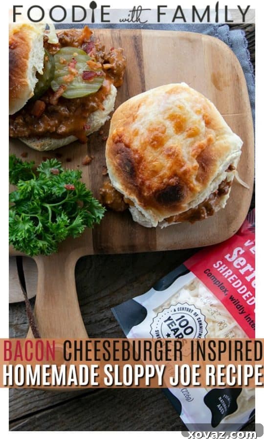 Flavor-Packed Homemade Sloppy Joes 5 A rich tomato gravy featuring generous amounts of melted Cabot cheese and crispy chopped bacon, served on a toasted bun with tangy dill pickles. This dish offers the comforting taste of a bacon cheeseburger with an added layer of homemade warmth.