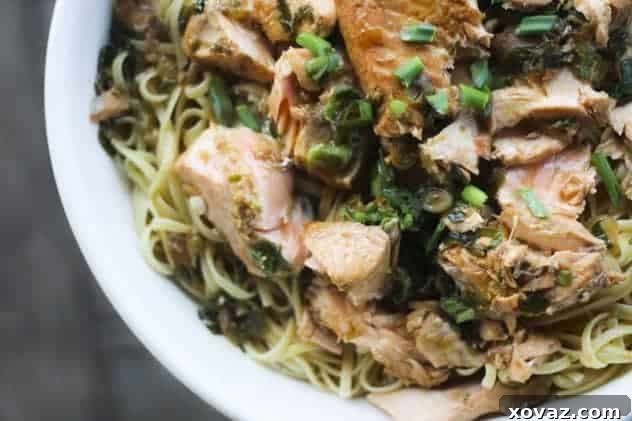 Japanese Salmon over Linguine