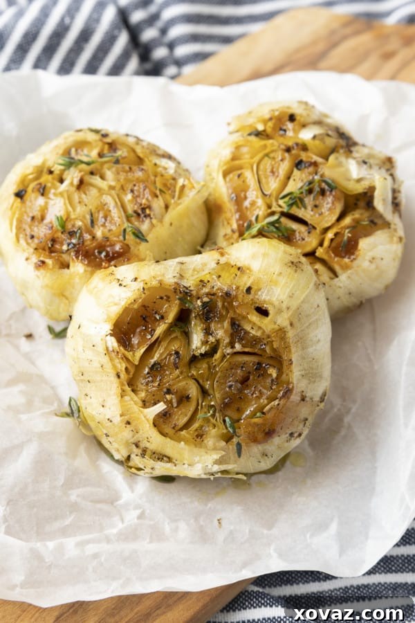 Creamy Air Fryer Roasted Garlic 7 Tender, mellow, buttery roasted cloves of garlic. This easy air fryer recipe will set you up with a generous amount of golden brown, sweet, roasted garlic in far less time than traditional oven roasted garlic.