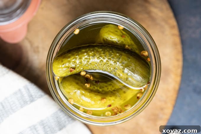 Essential ingredients for crafting your own Moonshine Pickles, emphasizing the use of unflavored moonshine to preserve the pure dill pickle taste. A close-up shot of a jar with pickle slices, ready for infusion, highlights the quality of the base ingredient.