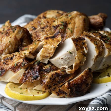 Crispy Air Fryer Whole Chicken 8 Crisp skinned and succulent, this air fryer whole chicken will become a weeknight regular. It is faster than oven roasting and creates a juicy, tender rotisserie style chicken!