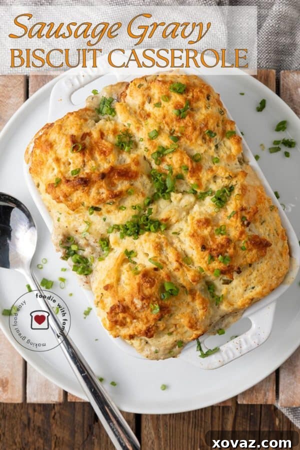 close up of a spoonful of sausage gravy casserole