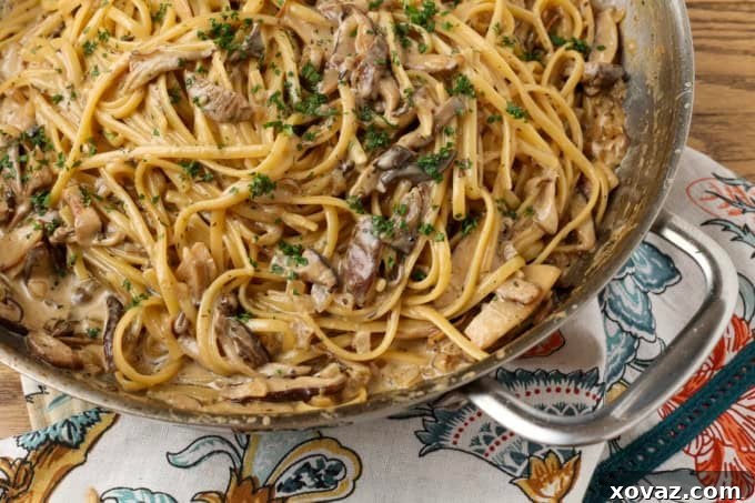 miso mushroom pasta in a pan