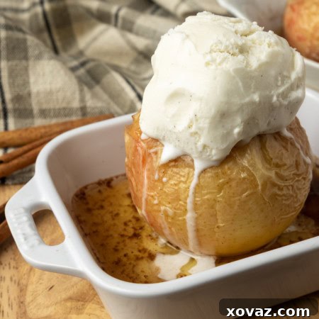 baked apples with vanilla ice cream