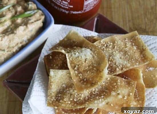 sesamewontoncrisps2 Close-up of golden Sesame Wonton Crisps